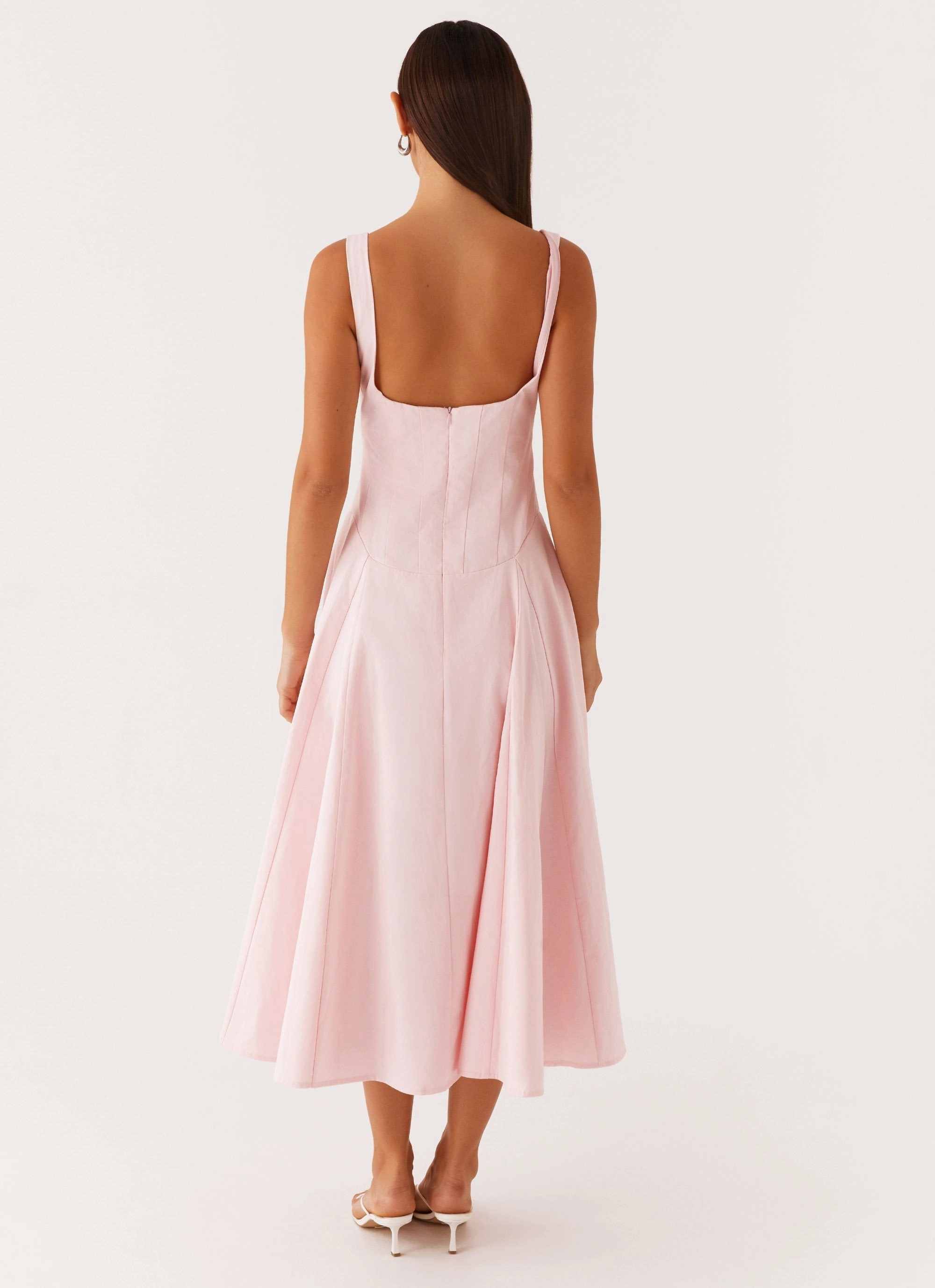 Ebony Midi Dress - Pastel Pink Tailored Cut