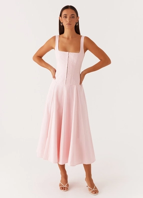 Ebony Midi Dress - Pastel Pink Graceful Items Ebony Midi Dress - Pastel Pink Urban Spirit