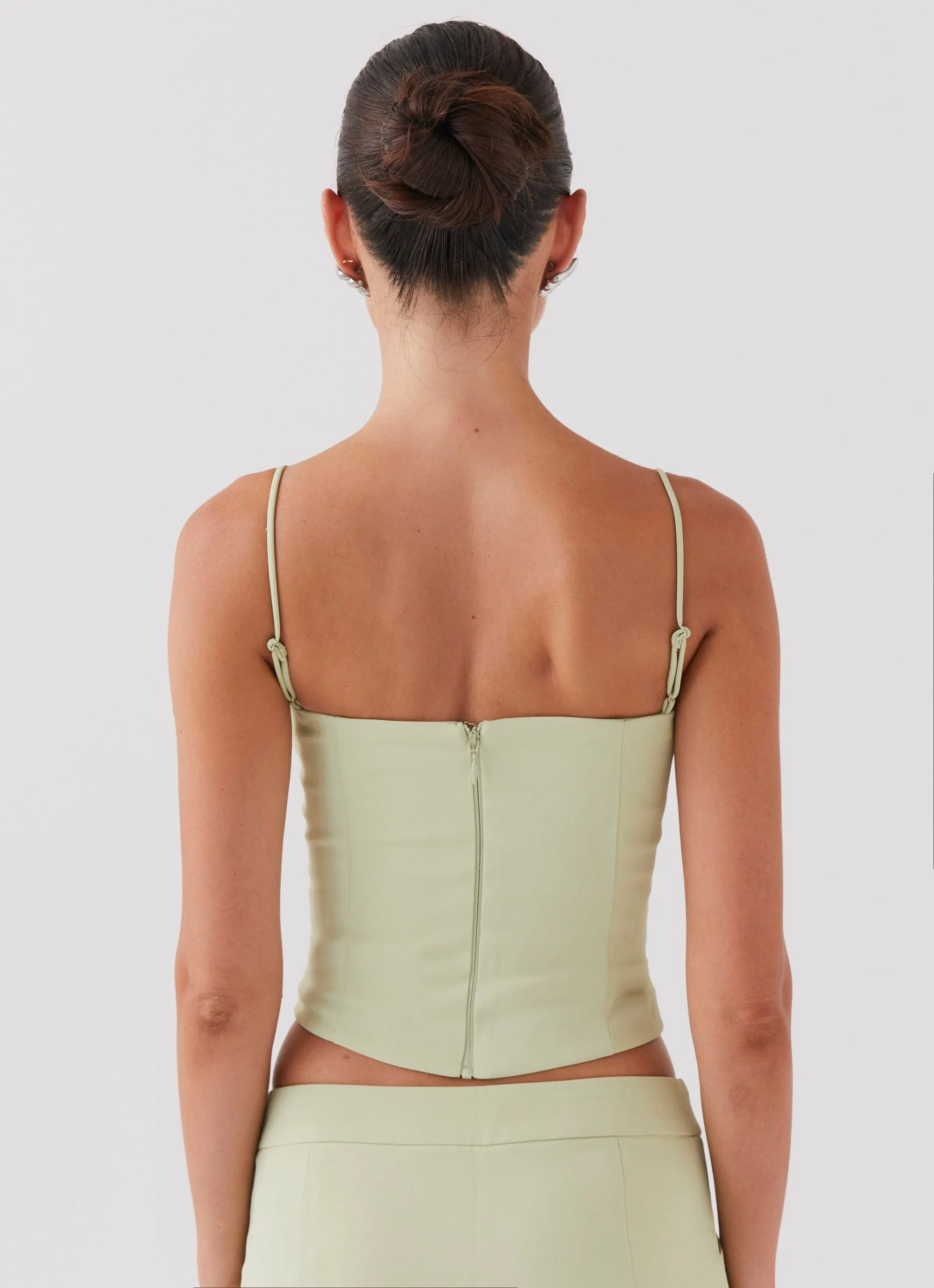 Recycled Polyester Adaptive Waistband Eliana Crop Top - Green Zest