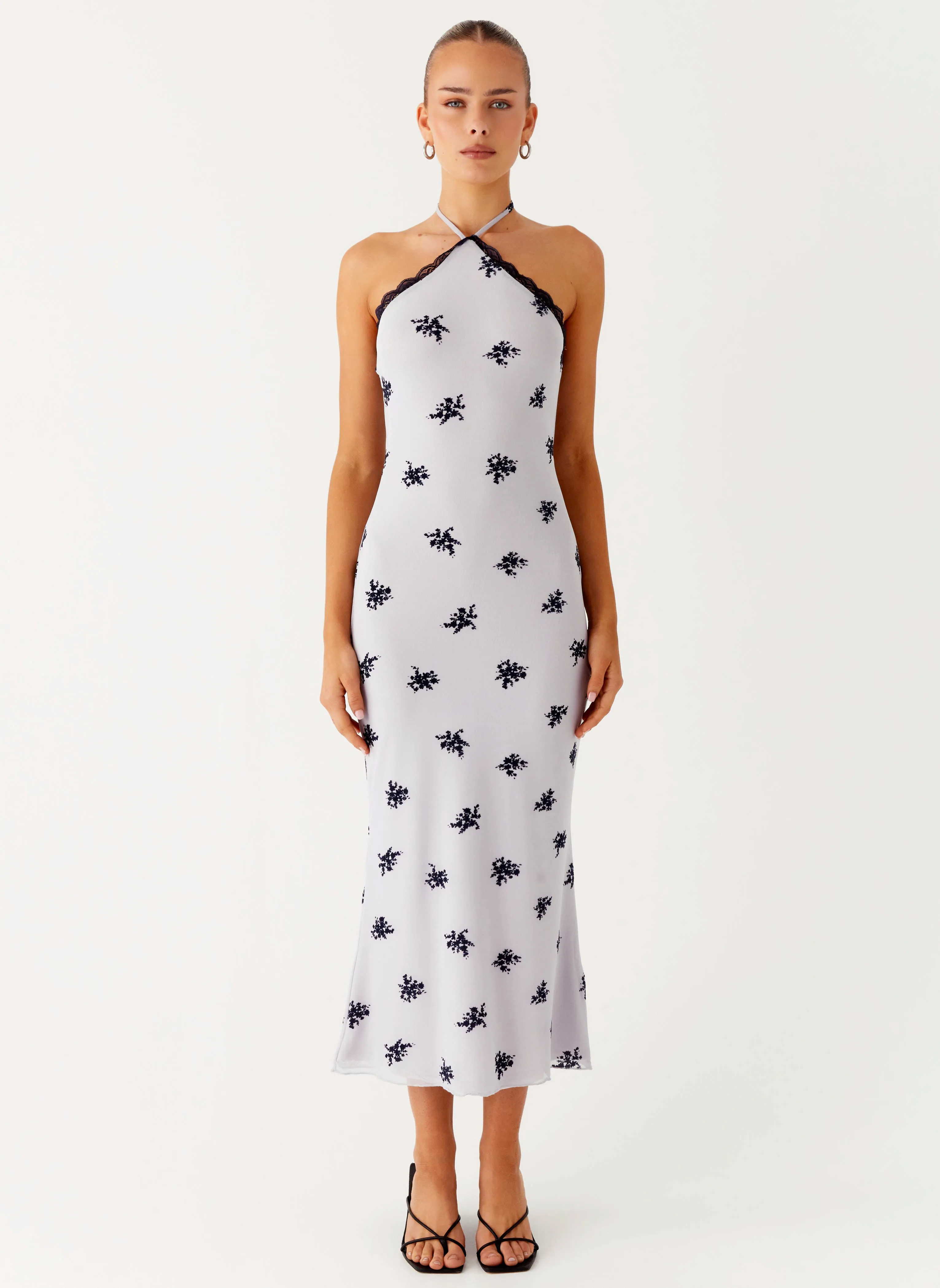 Nestel Flock Halter Midi Dress - Lilac Trend-Driven Errand Ready