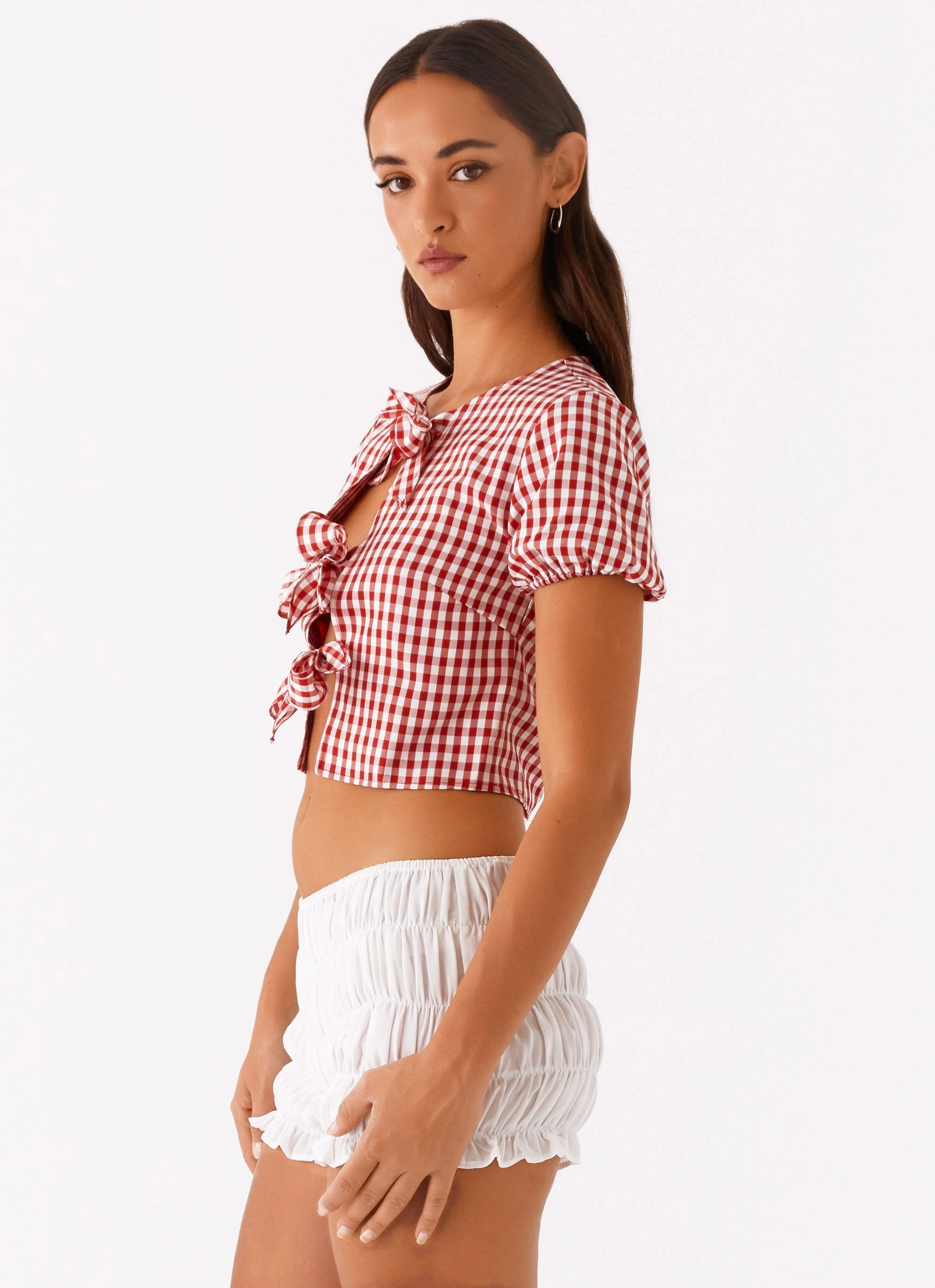 BreathableBack Breathable Construction Pandora Blouse - Red Gingham
