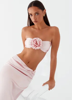 EcoFriendly Waterproof Coating Crescent Light Rose Bandeau Top - Pink SeamFreeShoulder Crescent Light Rose Bandeau Top - Pink