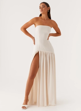 Eden Strapless Maxi Dress - Ivory High Elasticity Fabric Eden Strapless Maxi Dress - Ivory Hidden-Pocket