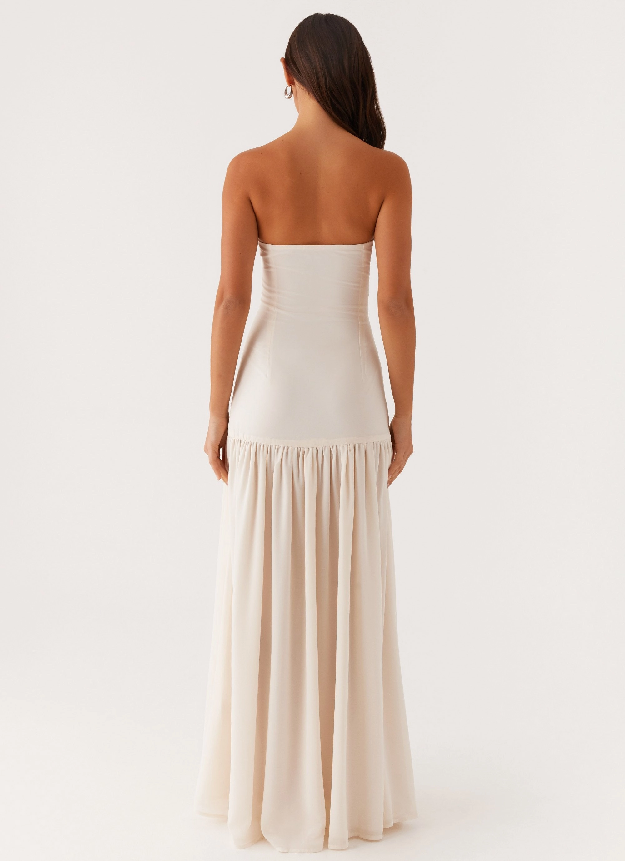 Eden Strapless Maxi Dress - Ivory Pure Lines