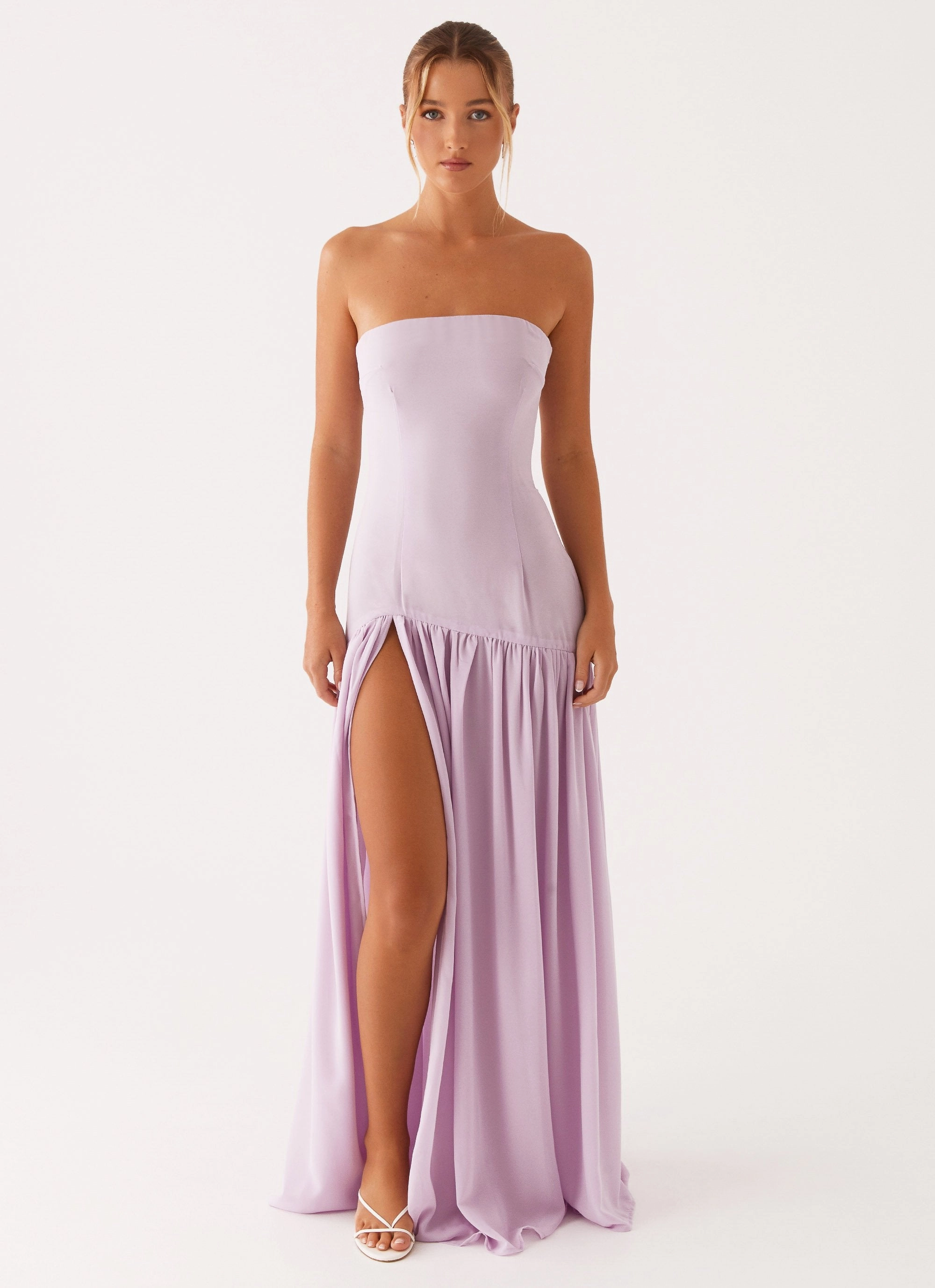 Eden Strapless Maxi Dress - Lilac Trend Texture