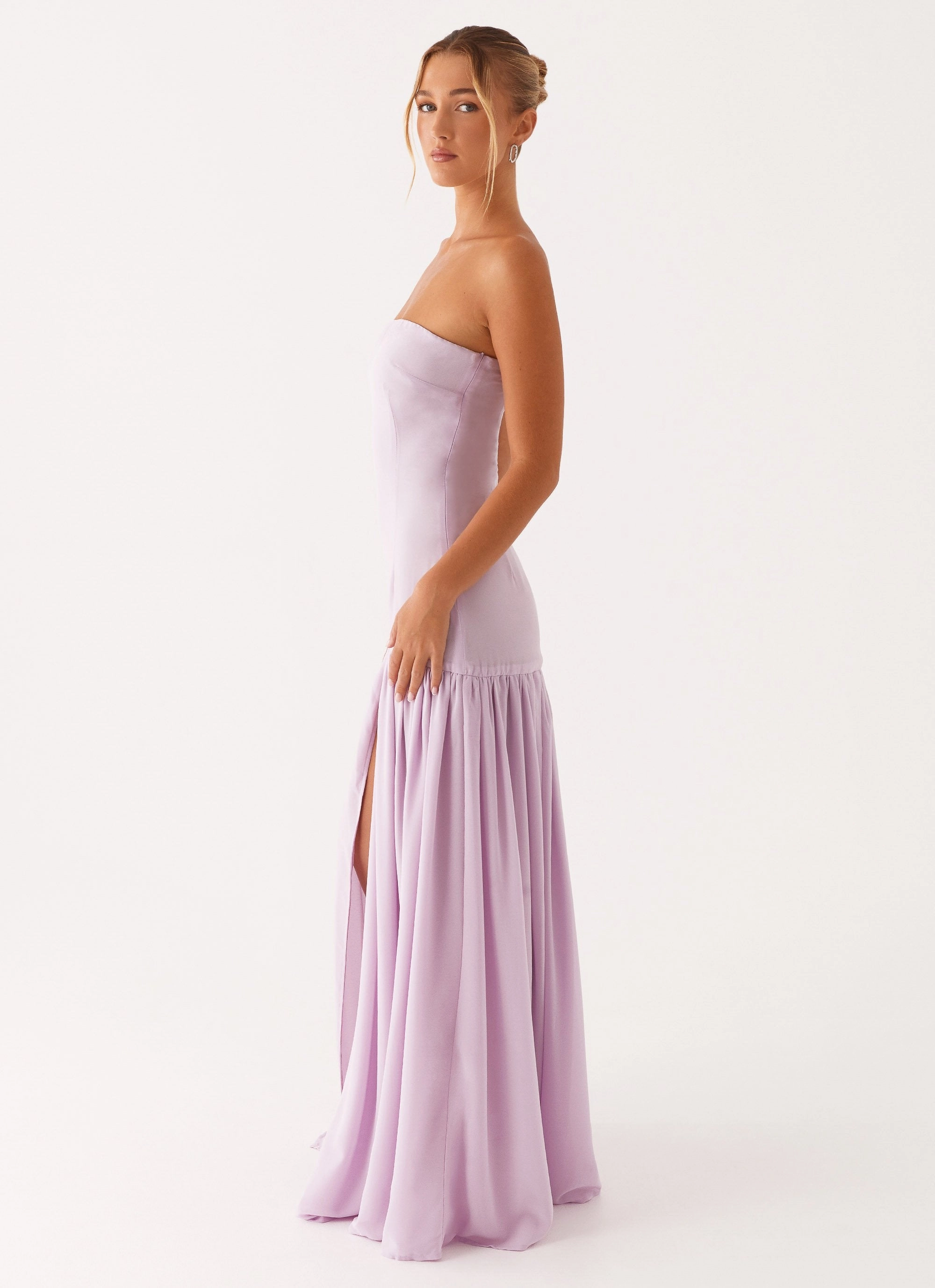 Eden Strapless Maxi Dress - Lilac Cool Touch Silk Air