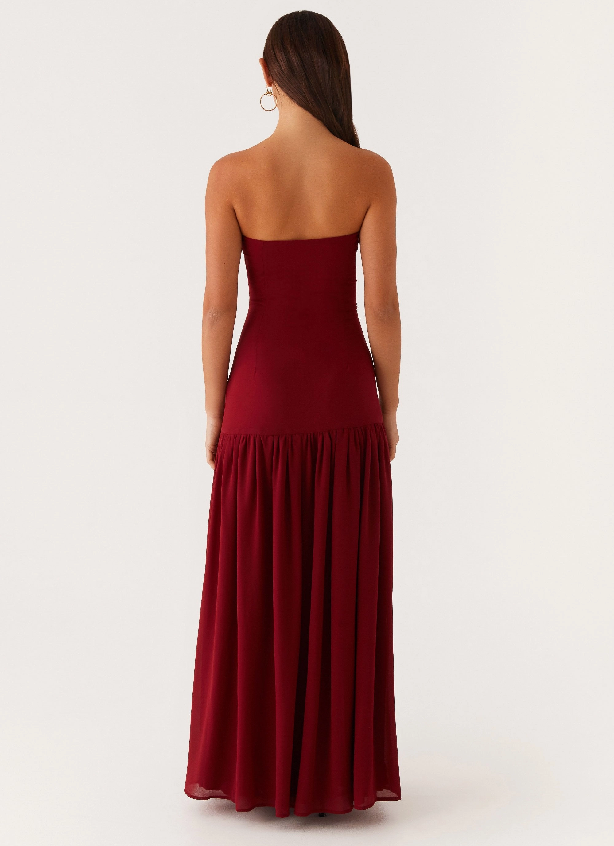 Eden Strapless Maxi Dress - Maroon Chic Appeal