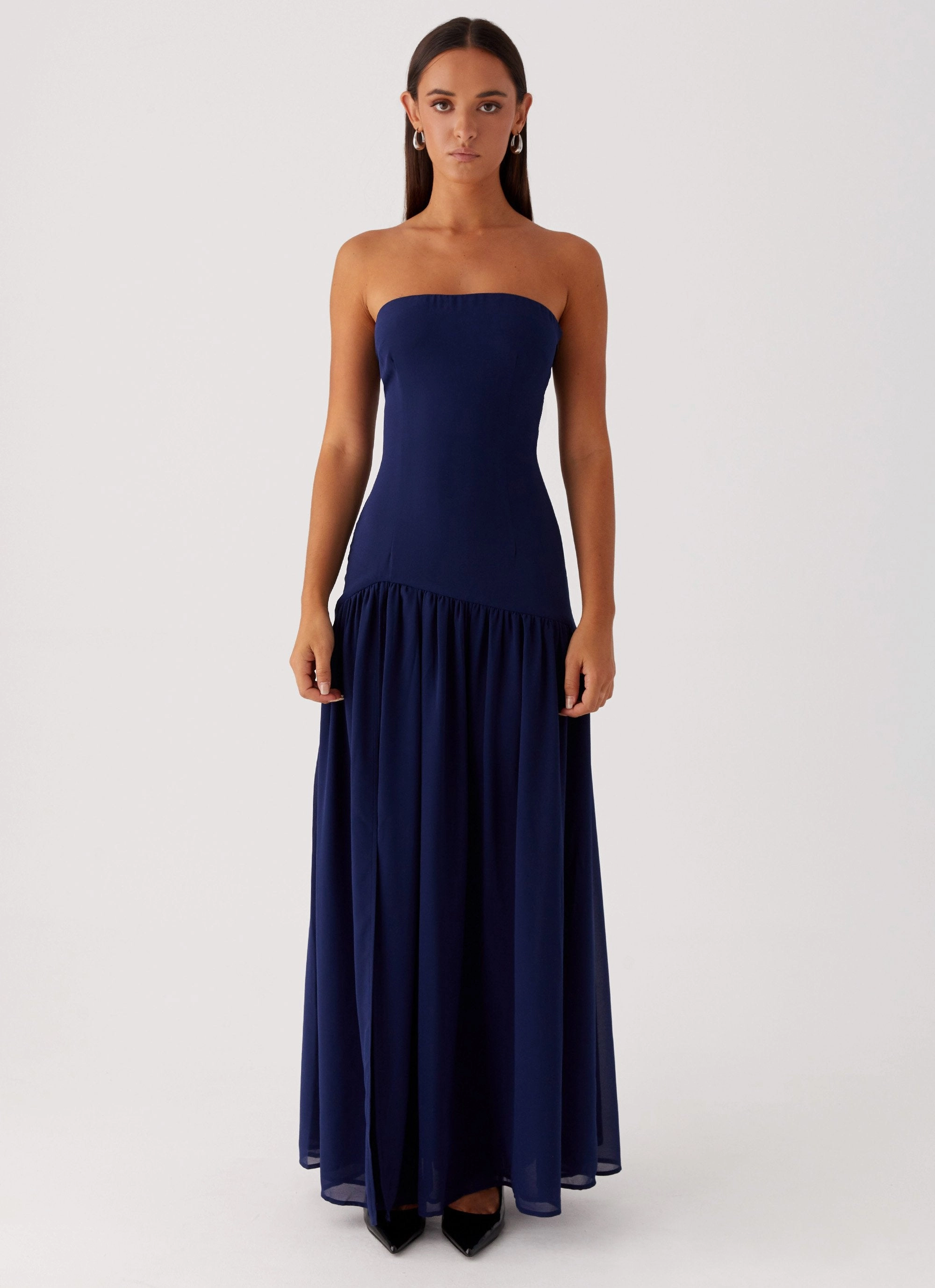Studio Style Sculpted Fit Eden Strapless Maxi Dress - Navy