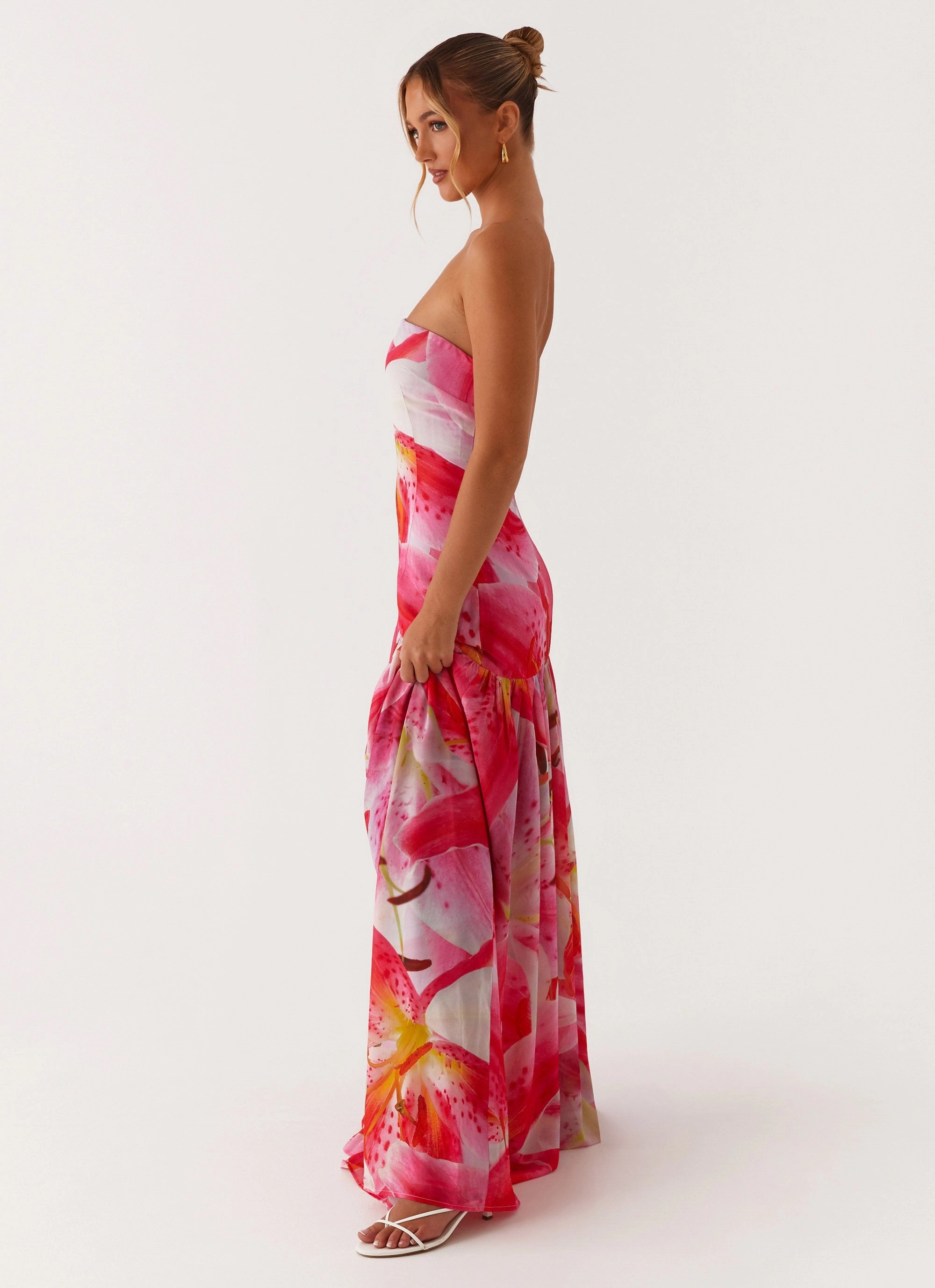 Urban Chic Eden Strapless Maxi Dress - White Pink Lilly