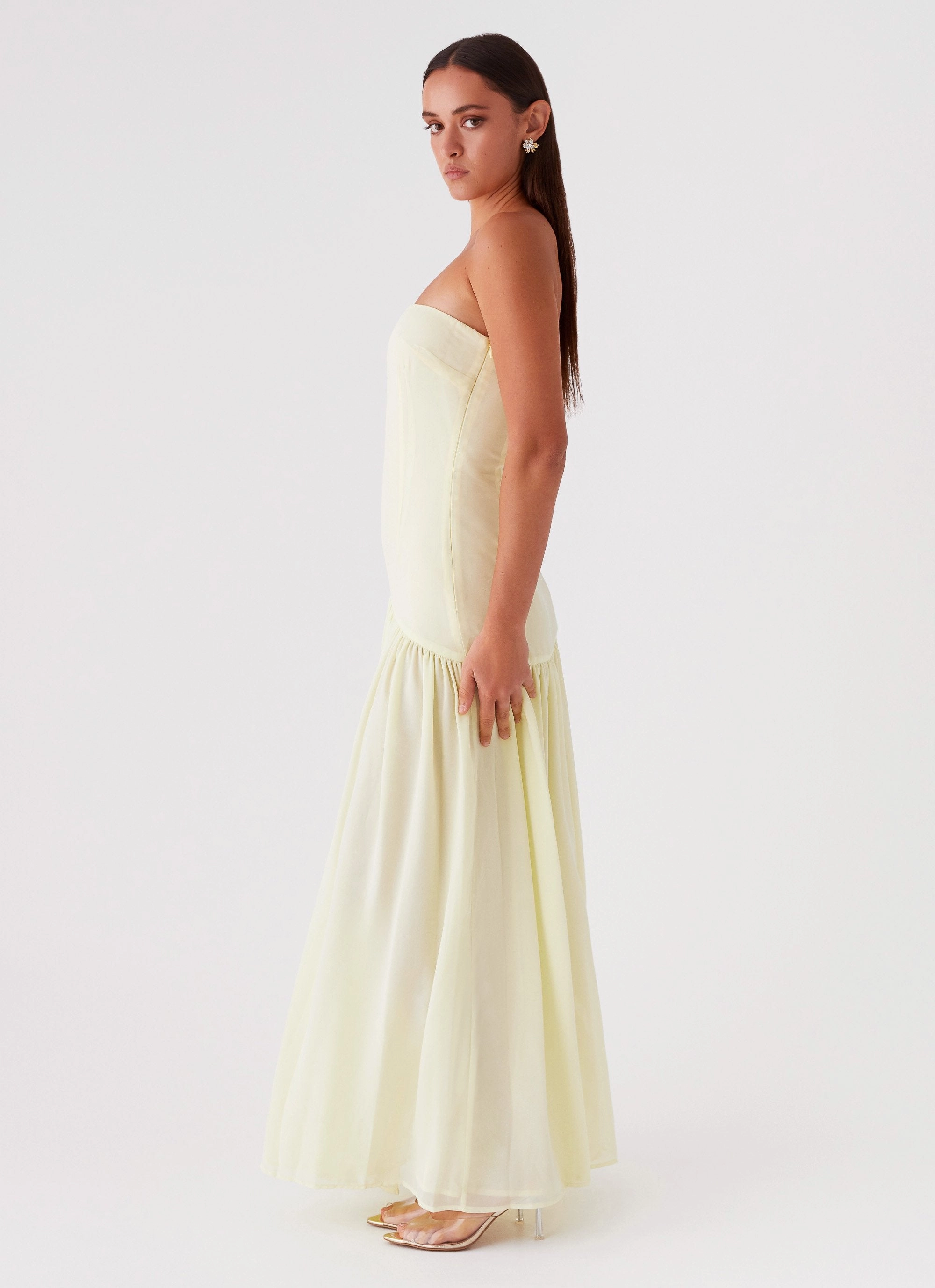 Pretty Glow Basic Mood Eden Strapless Maxi Dress - Yellow