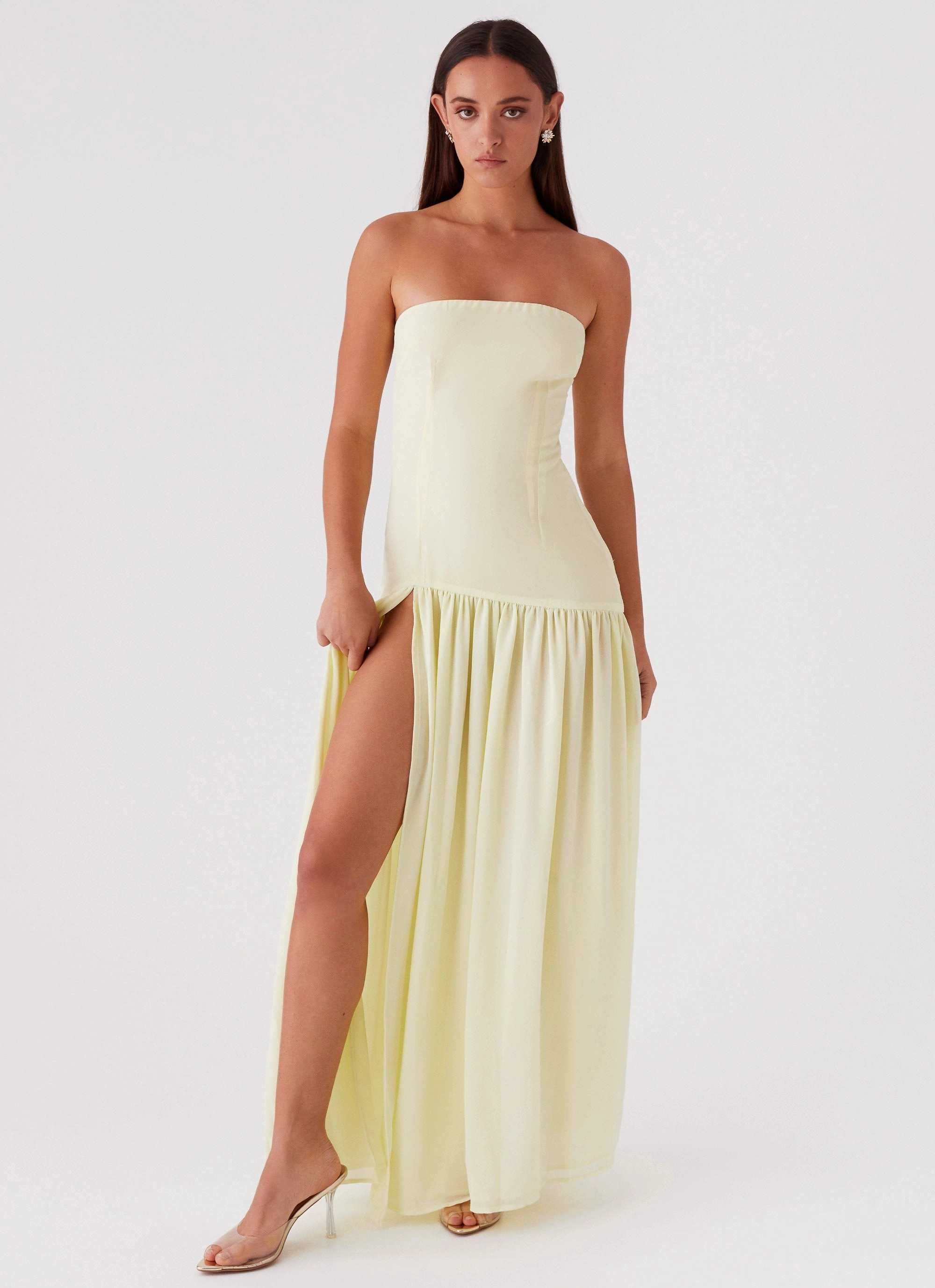 Spring Garden Feminine Line Eden Strapless Maxi Dress - Yellow