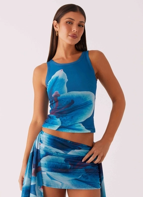 Edera Tank - Turquoise Floral Expandable Sleeves Edera Tank - Turquoise Floral Noise Free Zipper