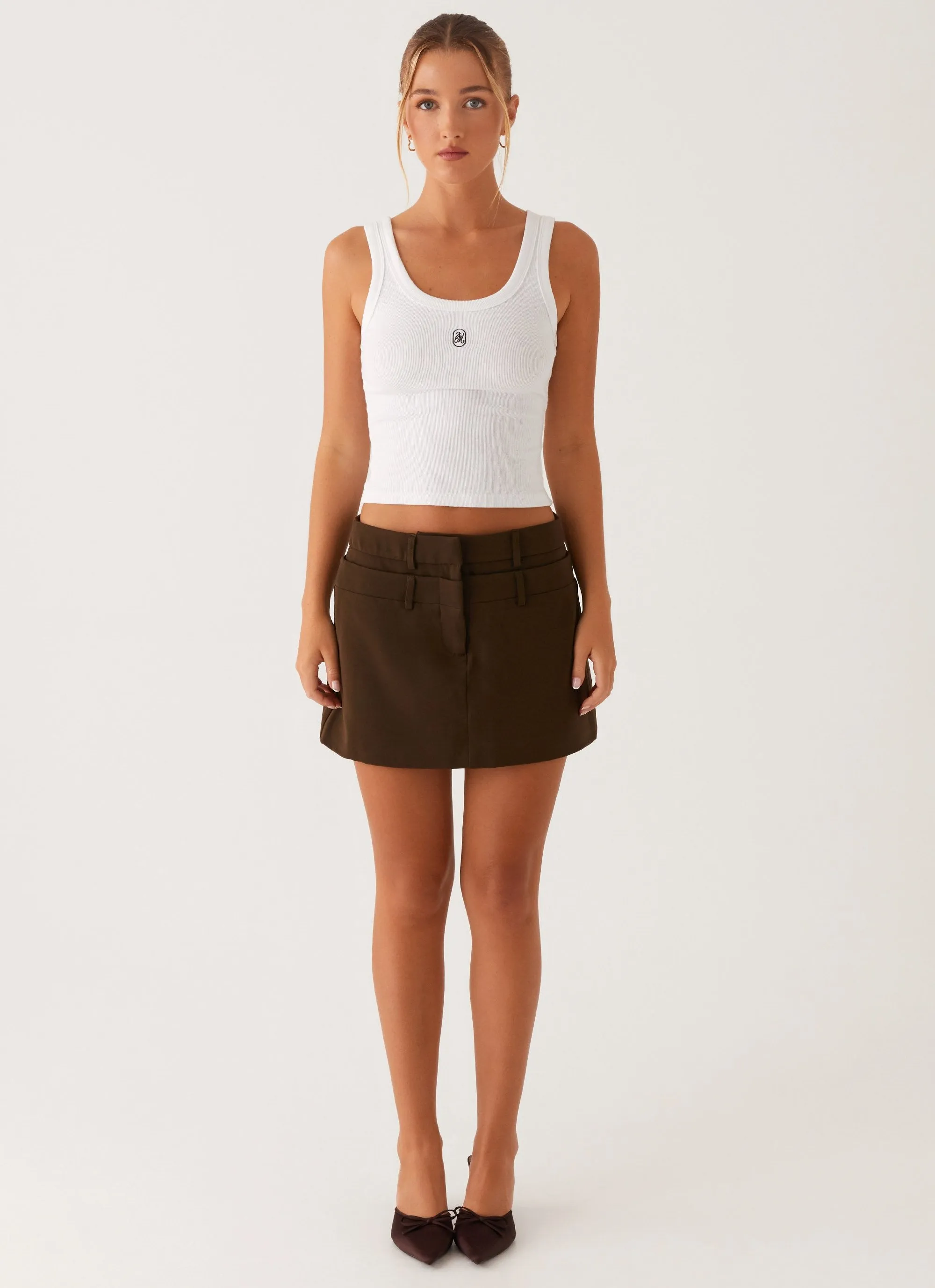 Solstice Mini Skirt - Khaki Elevated Casual