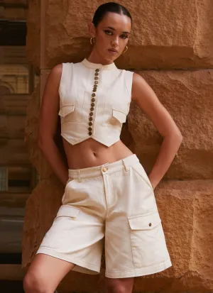 Casual Style Retro Style Edina Cargo Top - Antique