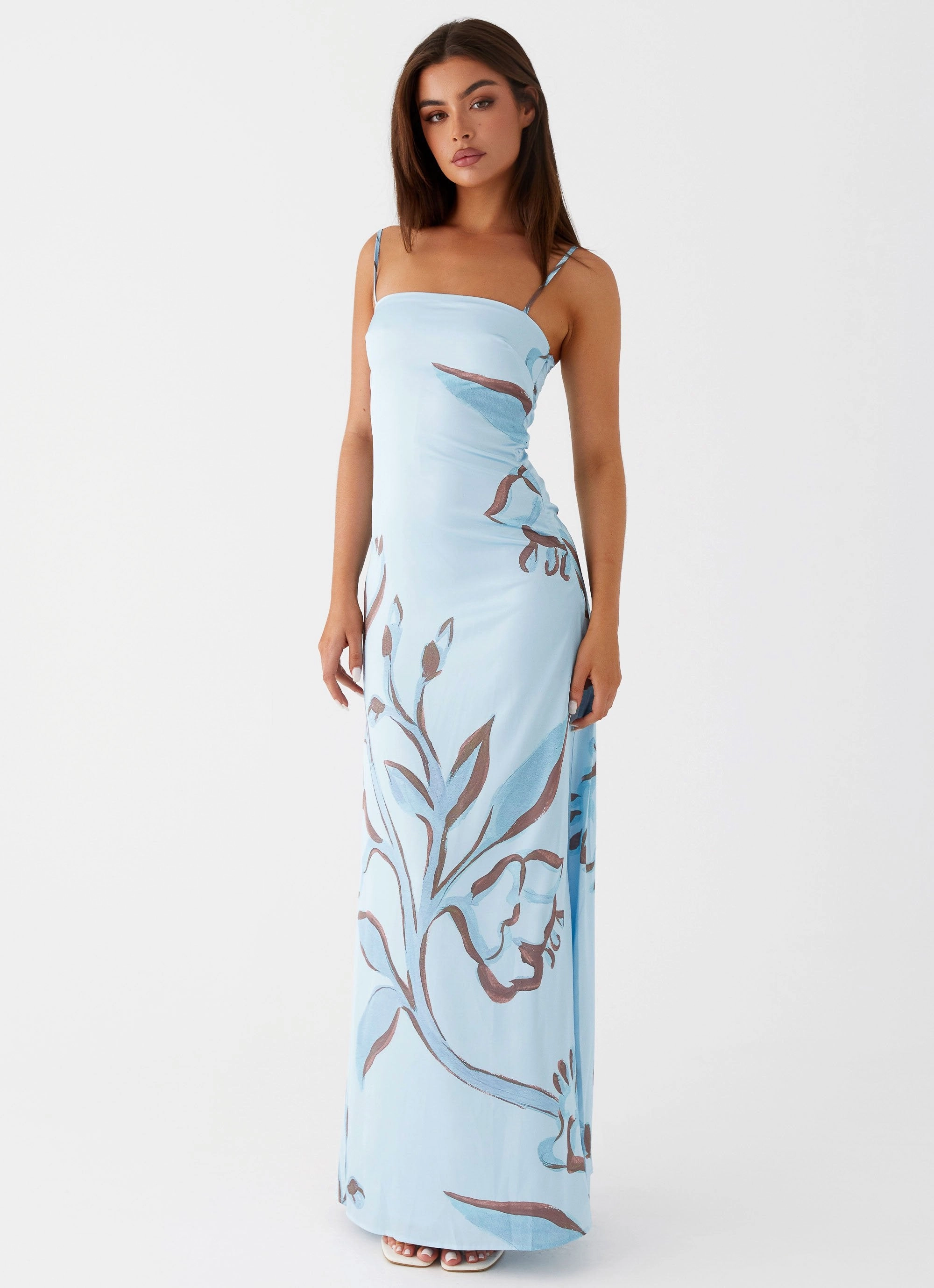 Casual Style Wear Aster Bloom Maxi Dress - Blue Floral