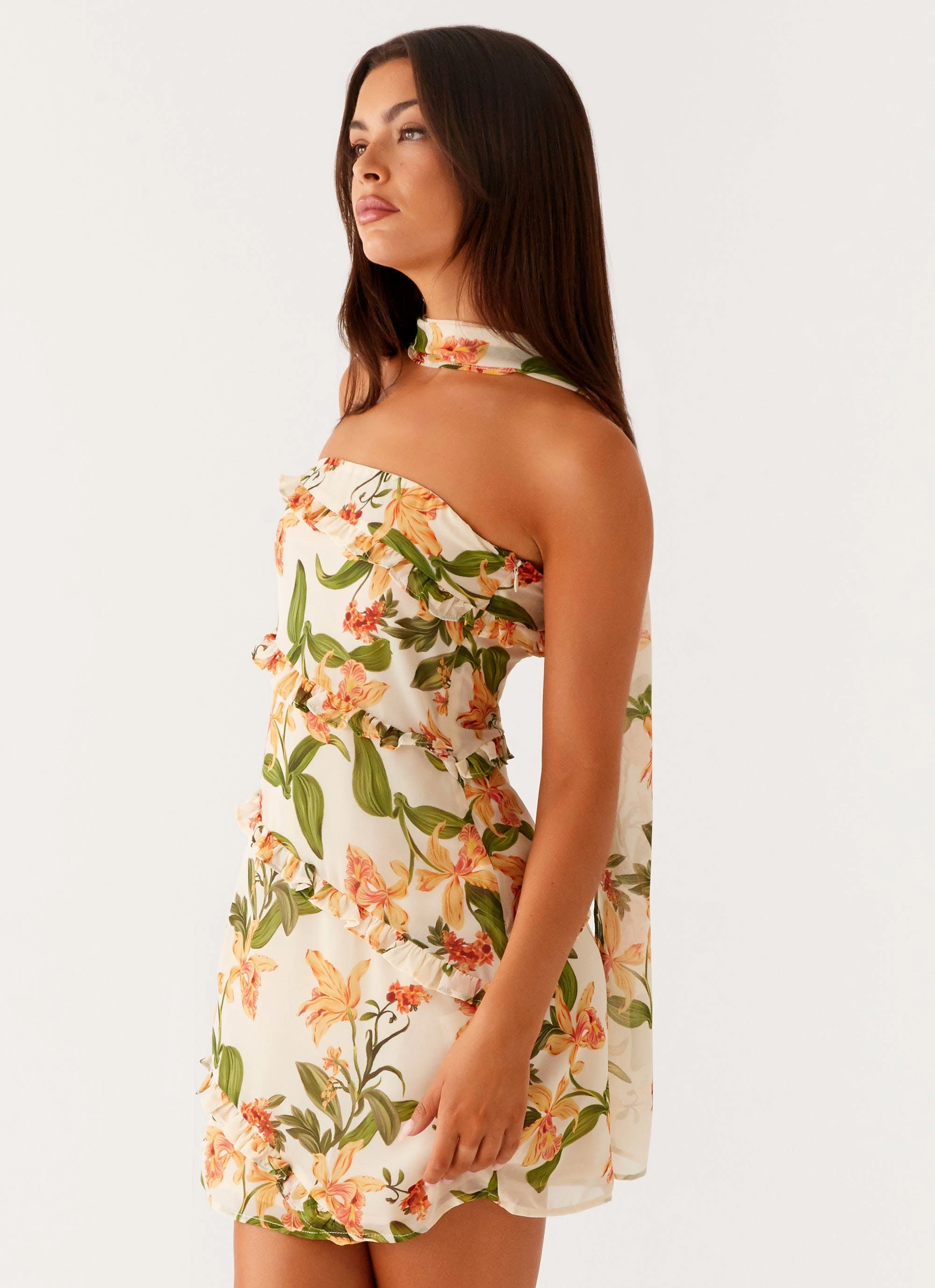 Edwina Strapless Mini Dress - Floral Print Low Key