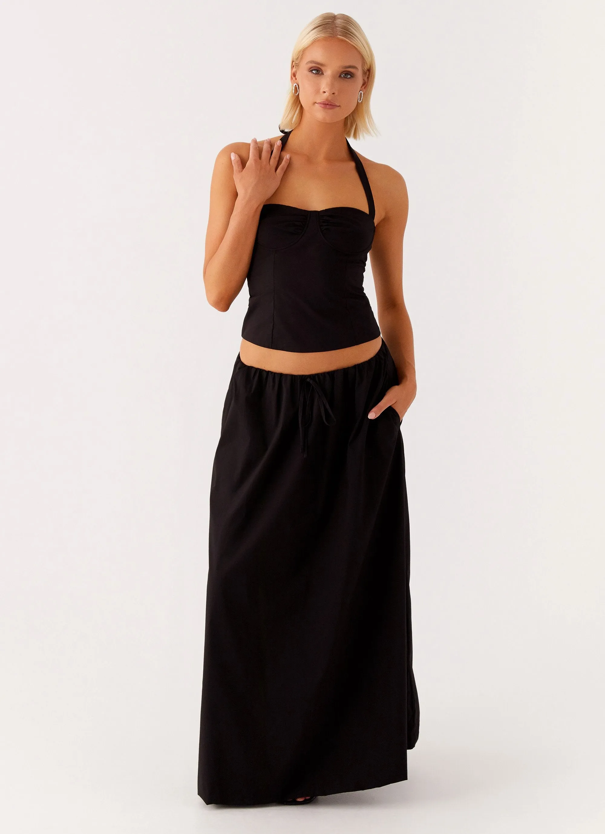 Cheryl Maxi Skirt - Black Dust Proof Fabric