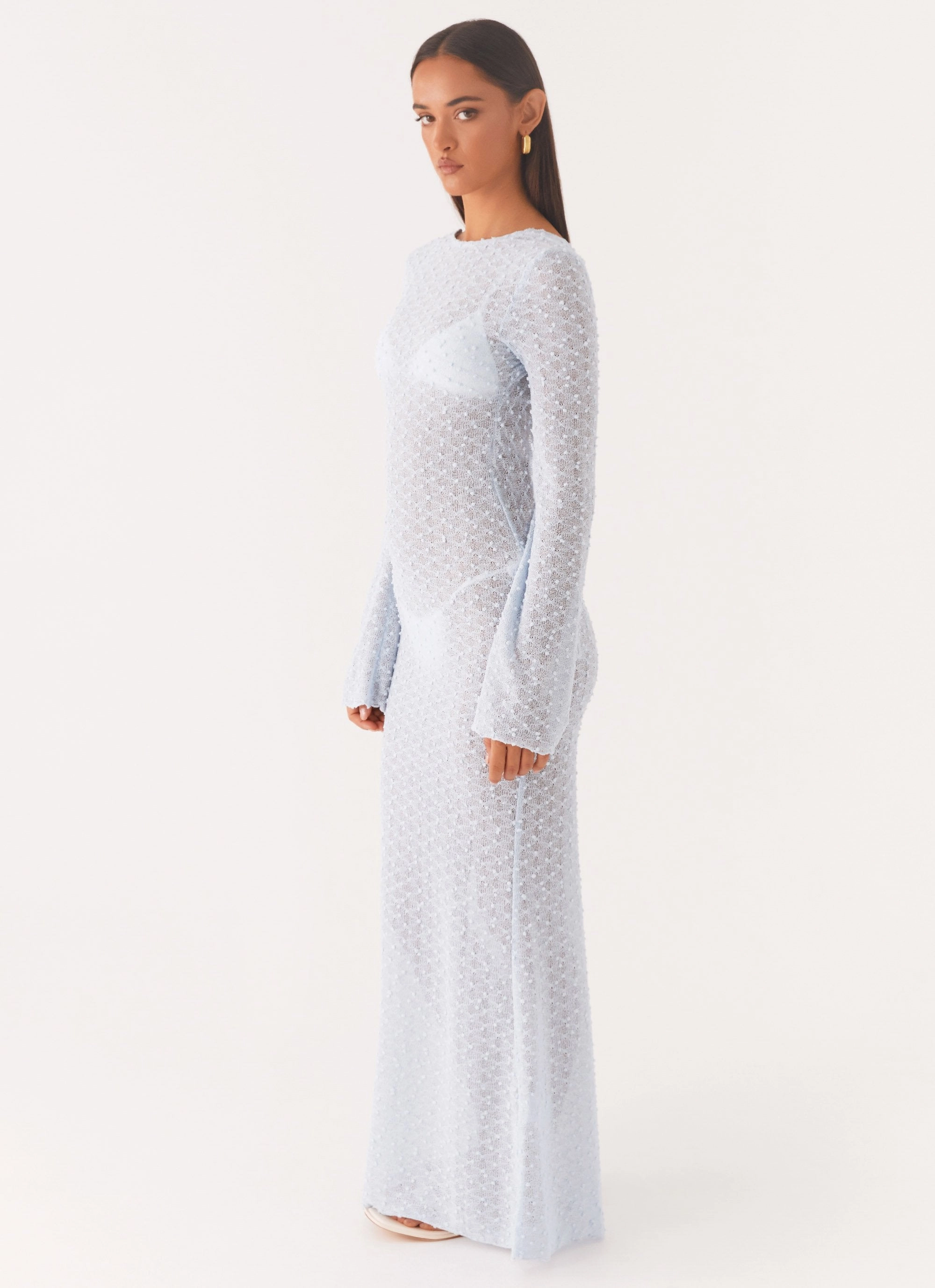 Flirty Knitted Maxi Dress - Blue Move Free