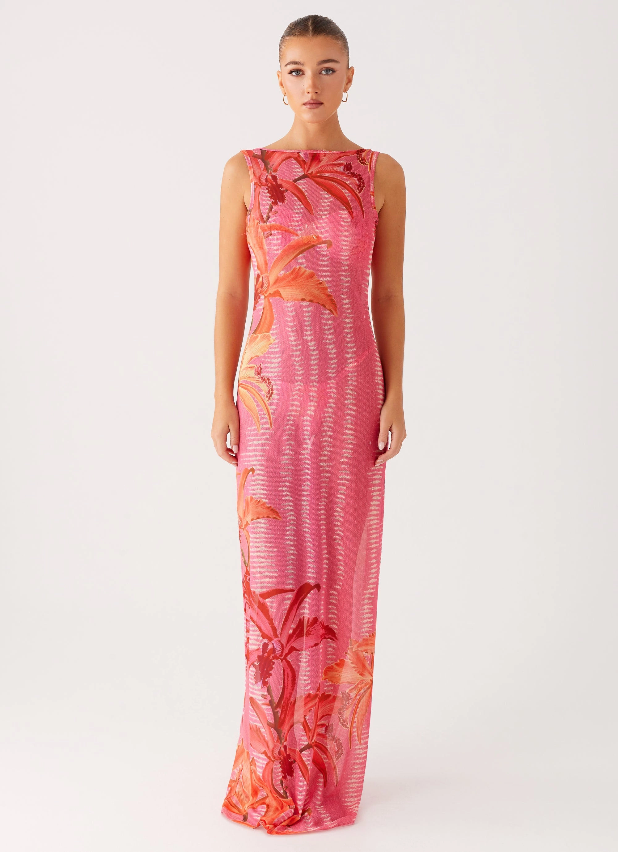 Sorella Maxi Dress - Tropical Pink Print Work or Casual Date Ready