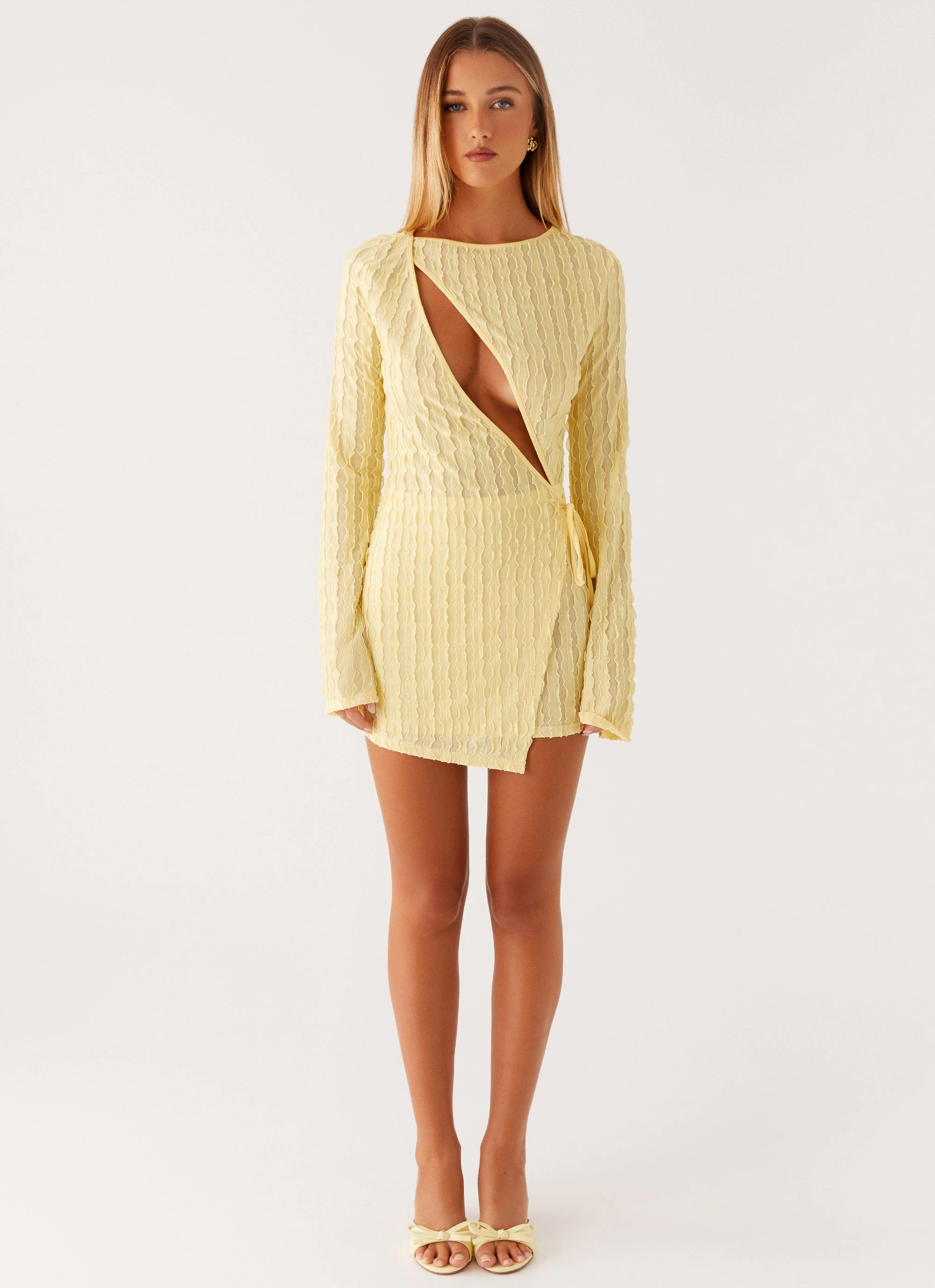 Alfie Mini Dress - Pastel Yellow custom-fit