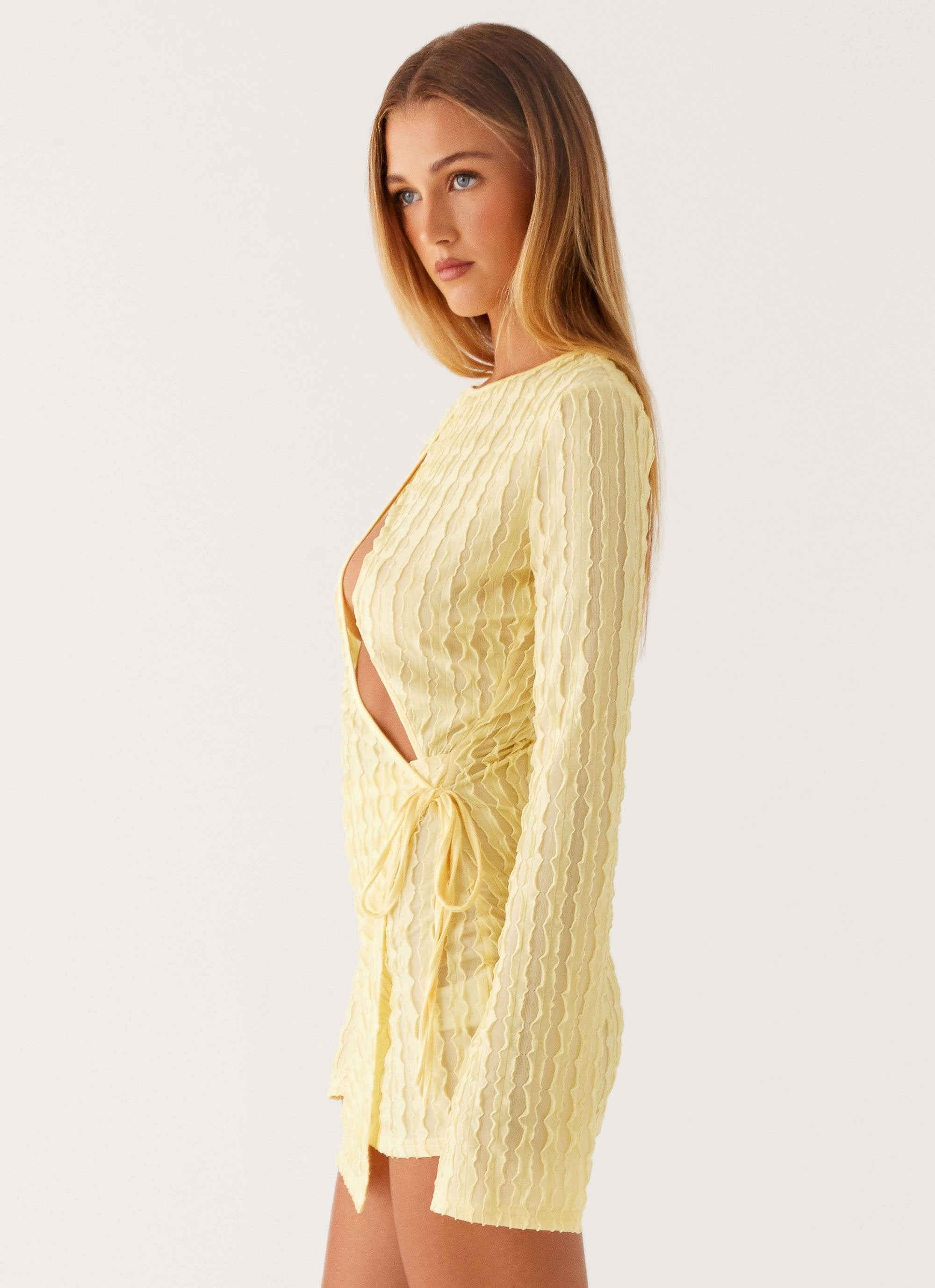 Alfie Mini Dress - Pastel Yellow Chic Waistband