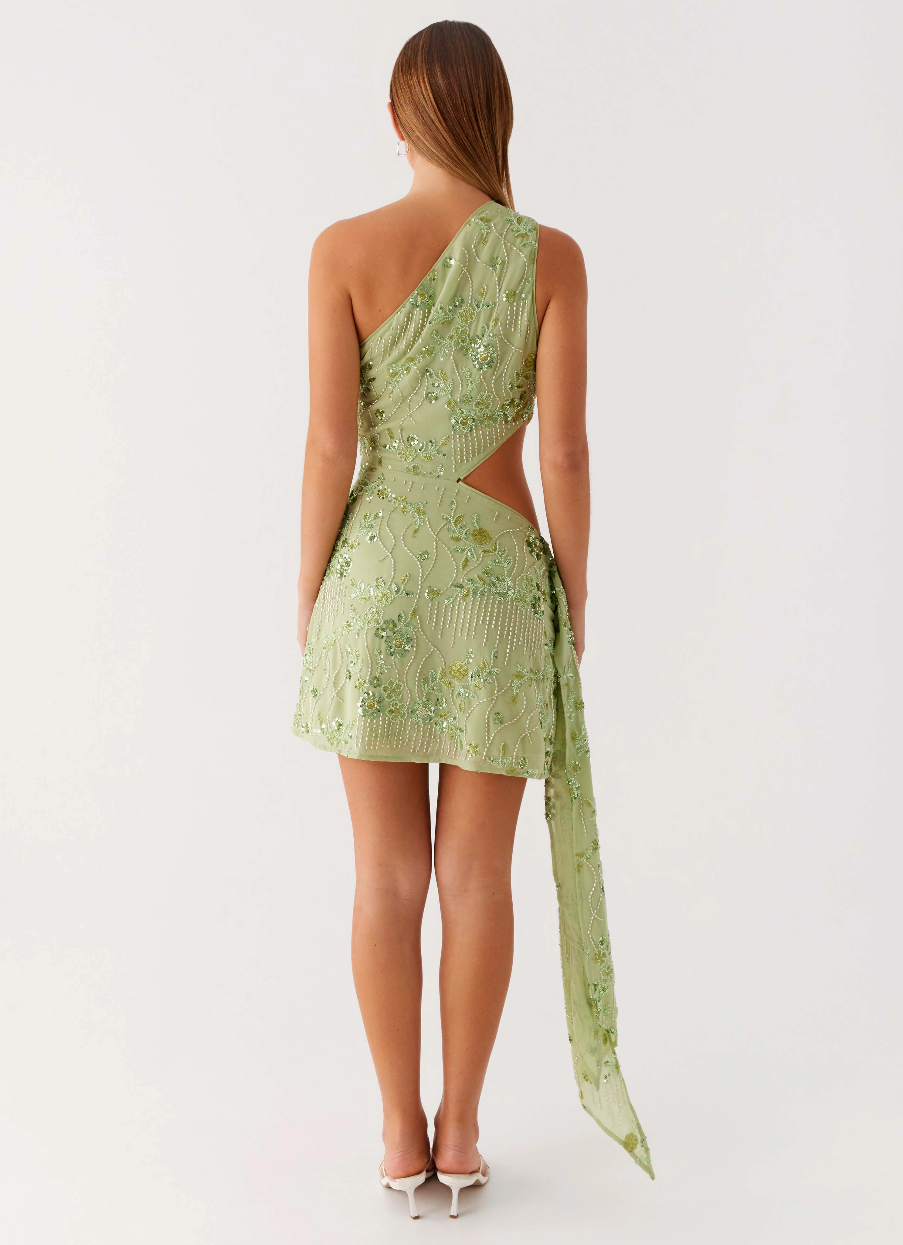 Juelz Beaded Mini Dress - Lime Classic wrap dress