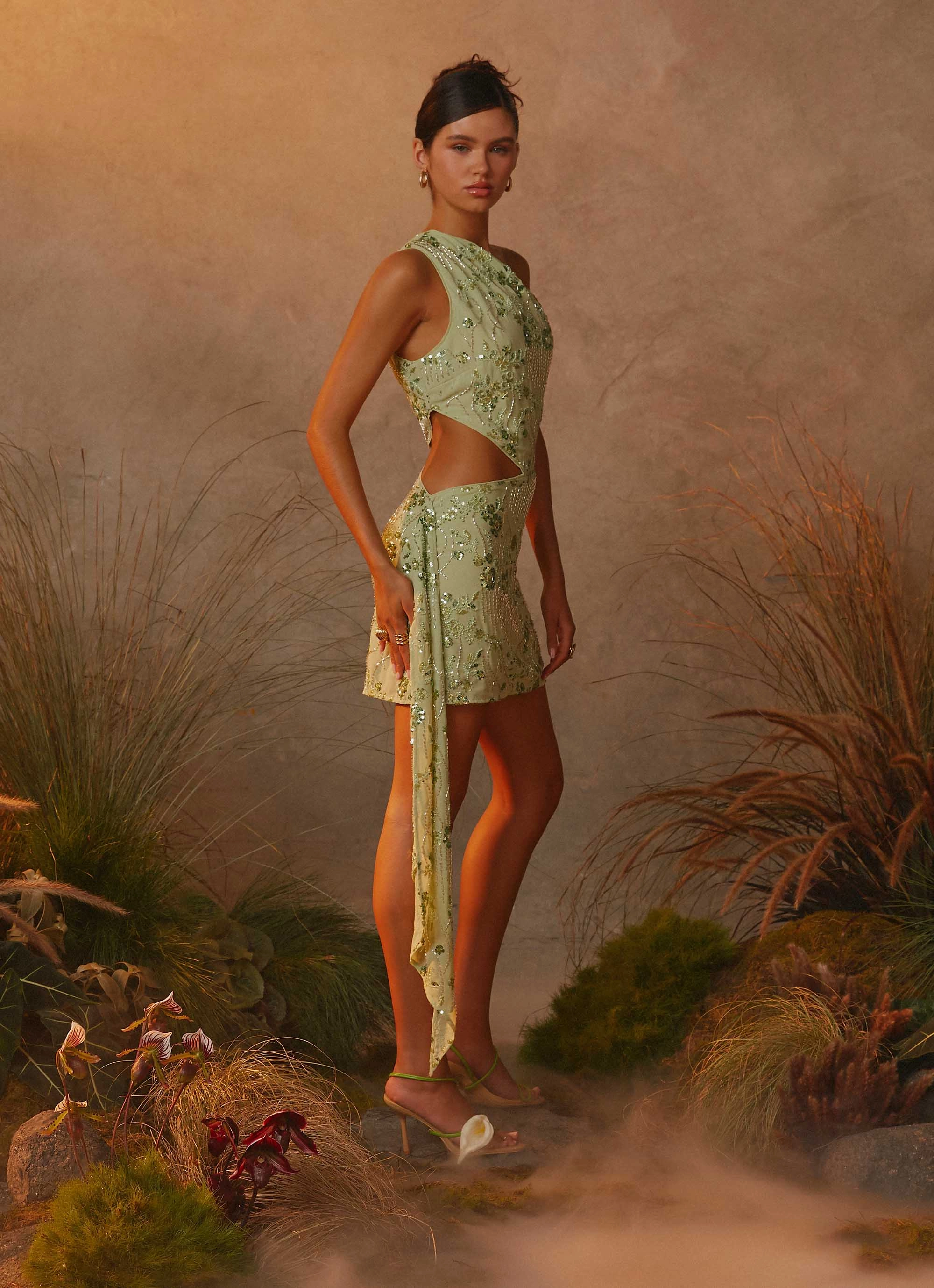 Juelz Beaded Mini Dress - Lime Plus Fit