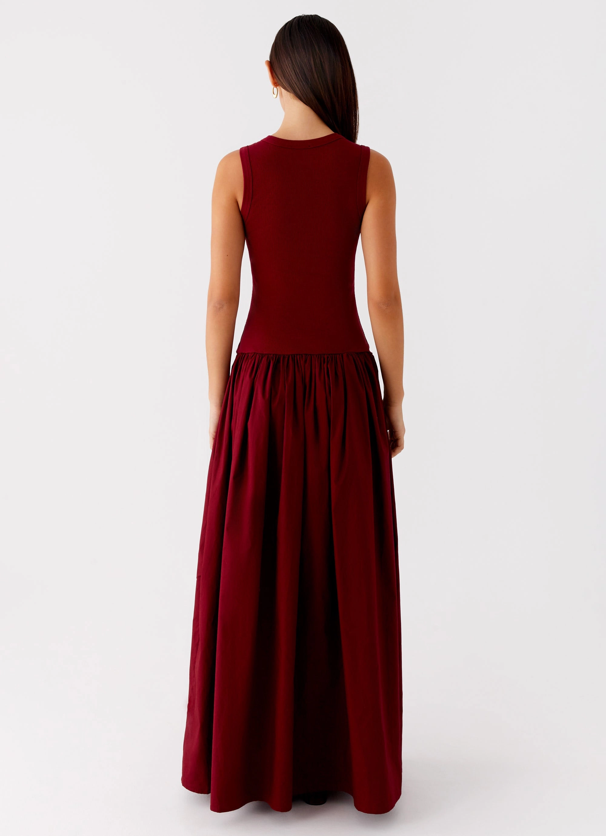 Shivani Maxi Dress - Maroon Elegant Waistband Fit Sleek and Sleek