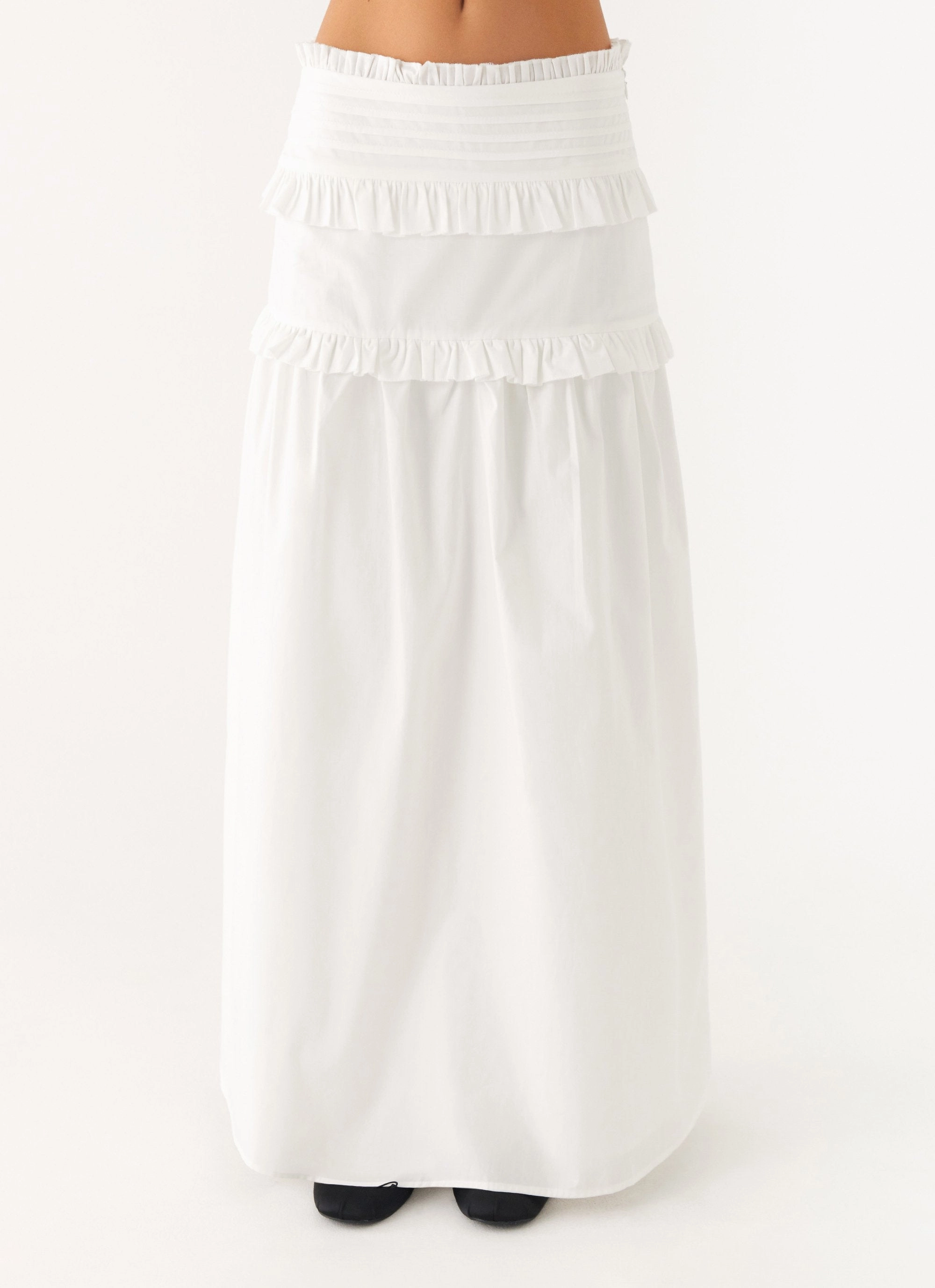 Cool Climate Effortless Tiered Maxi Skirt - White