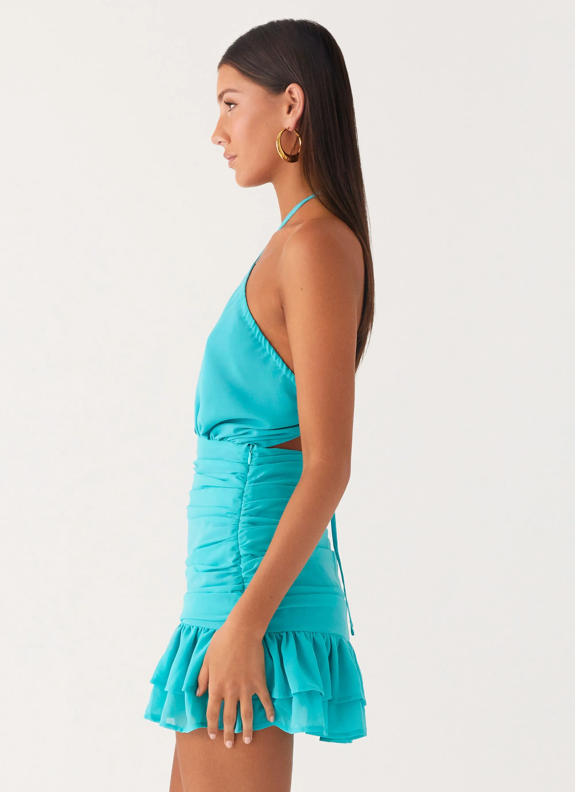 Gym Wear Egoist Crossover Mini Dress - Aqua Blue