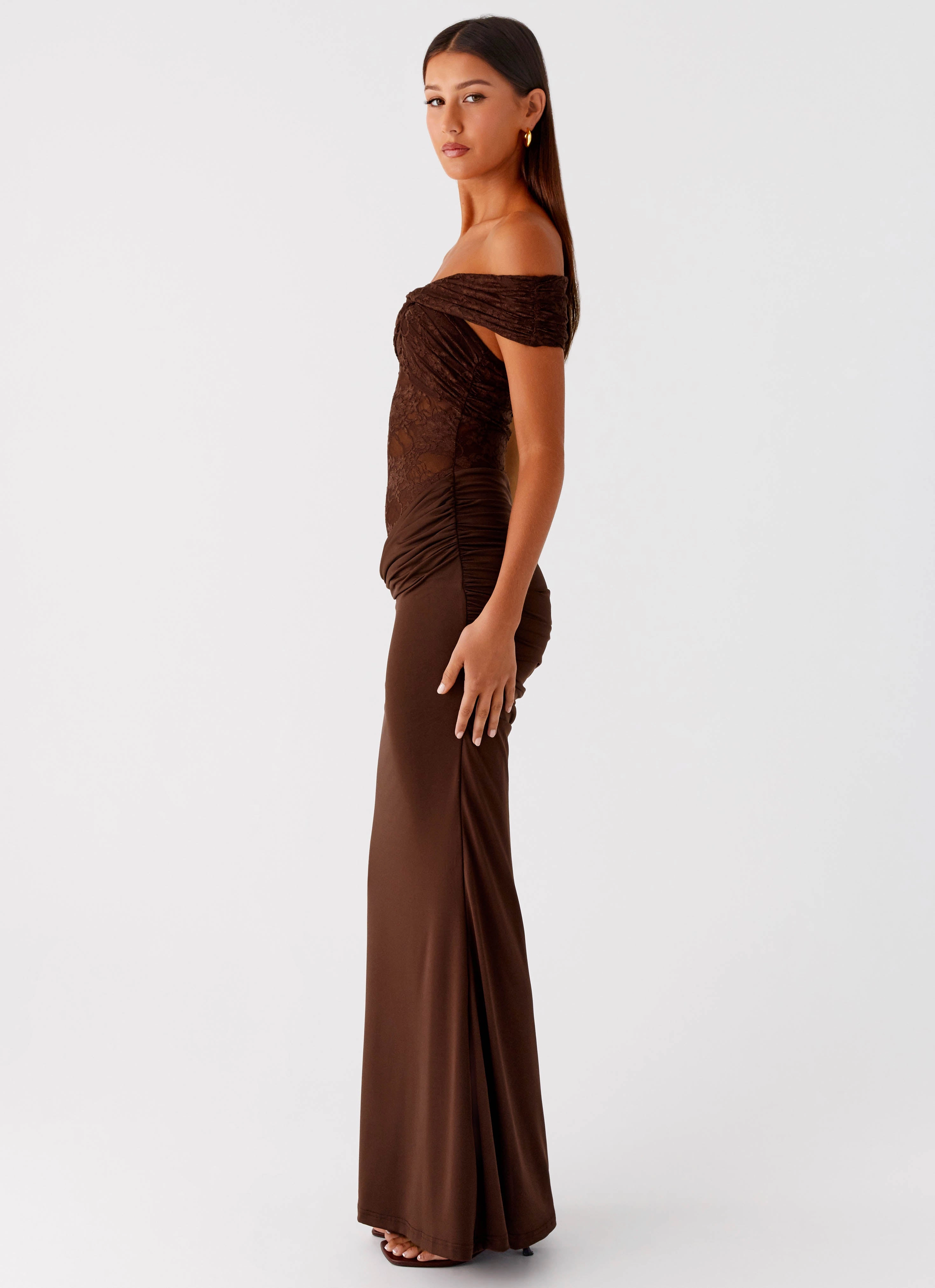 Either Way Maxi Dress - Chocolate Flexible Fabric
