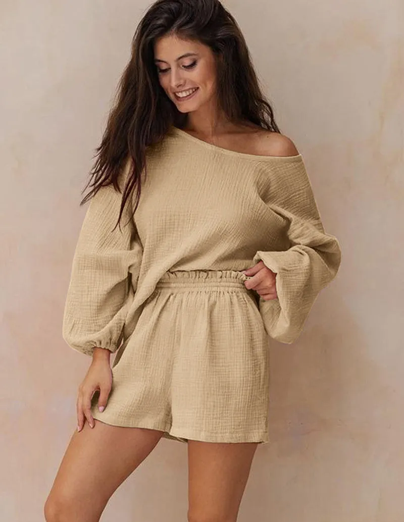 Ekouaer Lantern Sleeve Lounge Sets (US Only)
