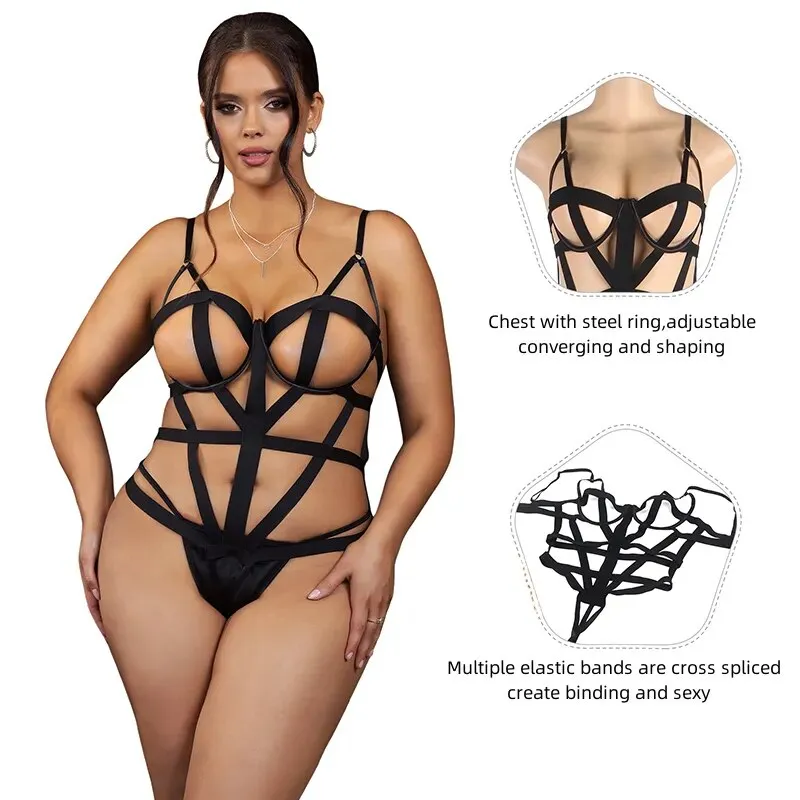 Elastic Straps Plus Size Women's Rompers