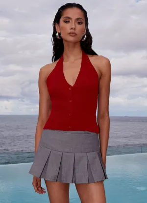 elastic waistband Danica Pleated Mini Skirt - Charcoal Danica Pleated Mini Skirt - Charcoal Statement Color