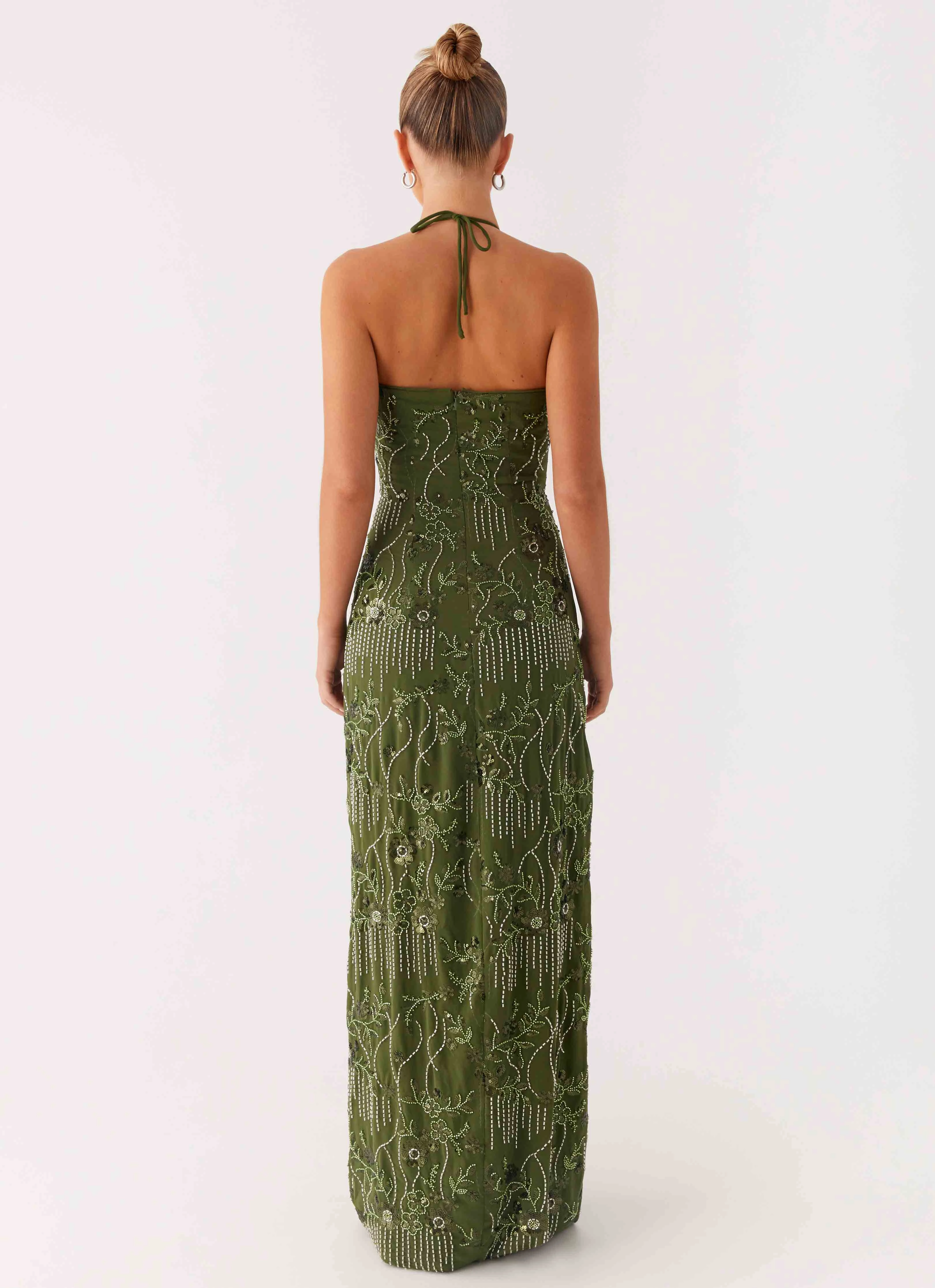 All Time Fit Phoenicia Beaded Maxi Dress - Khaki
