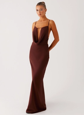 Elation Cowl Neck Maxi Dress - Chocolate Bright Appeal