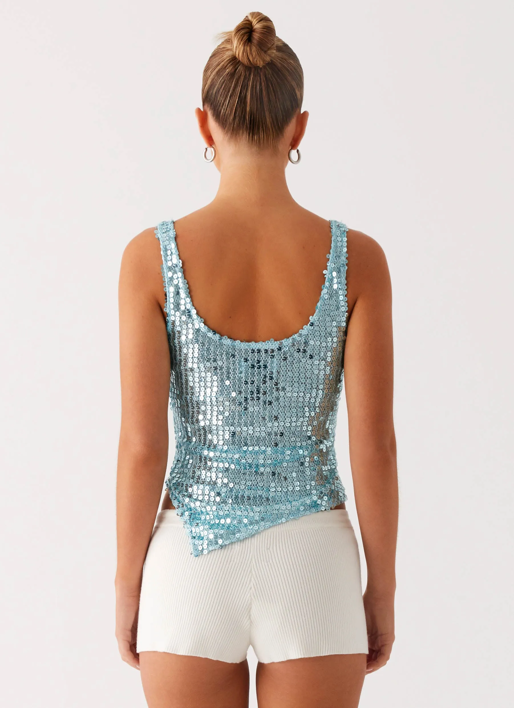 TaglessLabel Eco Conscious Packaging Electra Sequin Tank - Turquoise