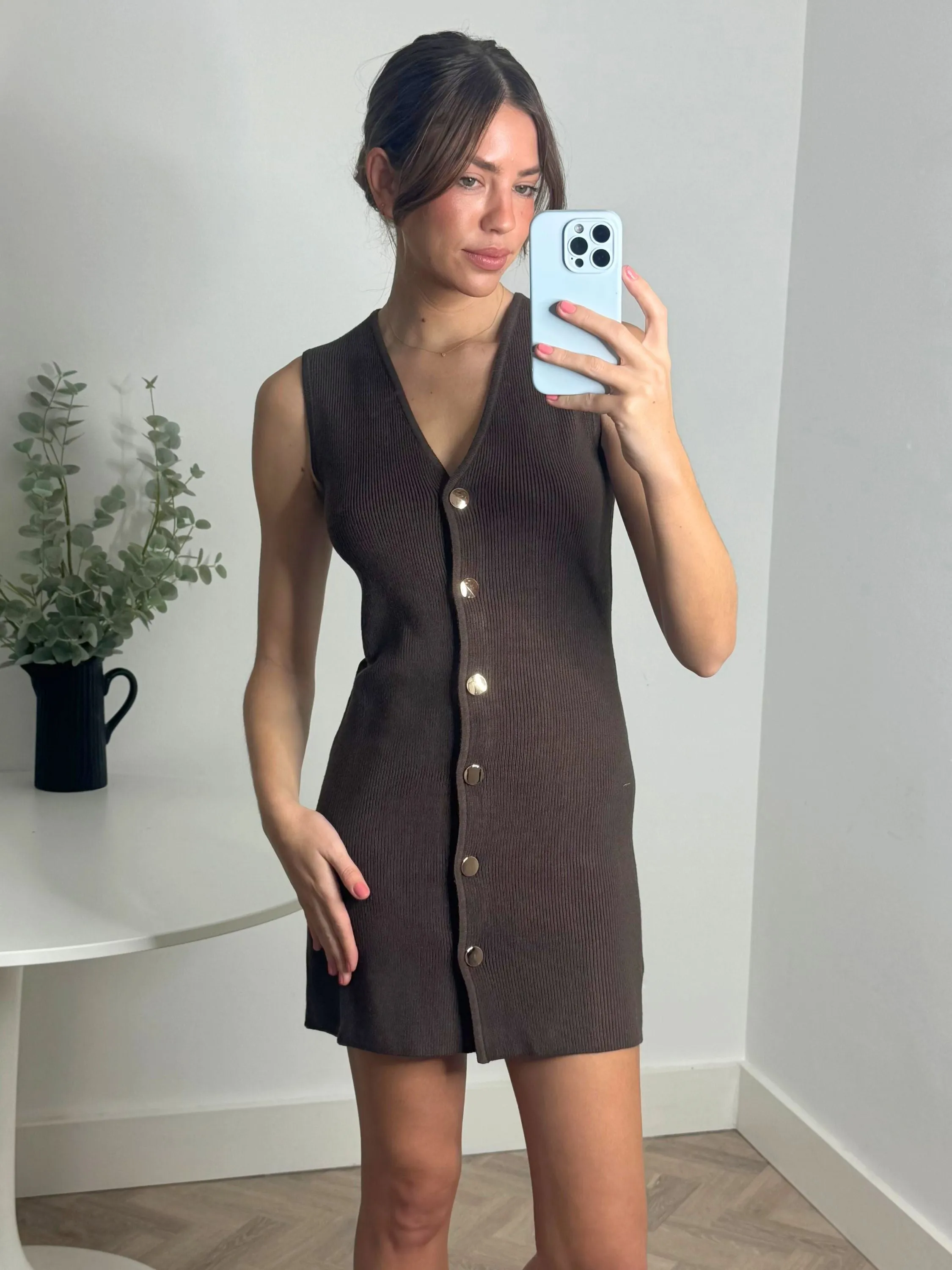 Eve Waistcoat Dress in Chocolate Anti-bacterial Practical work-to-play piece