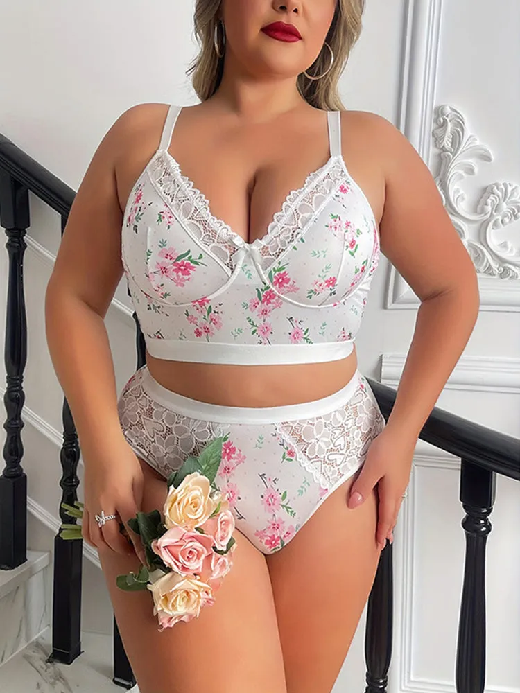 Elegant Floral Lace Wireless Lingerie Set