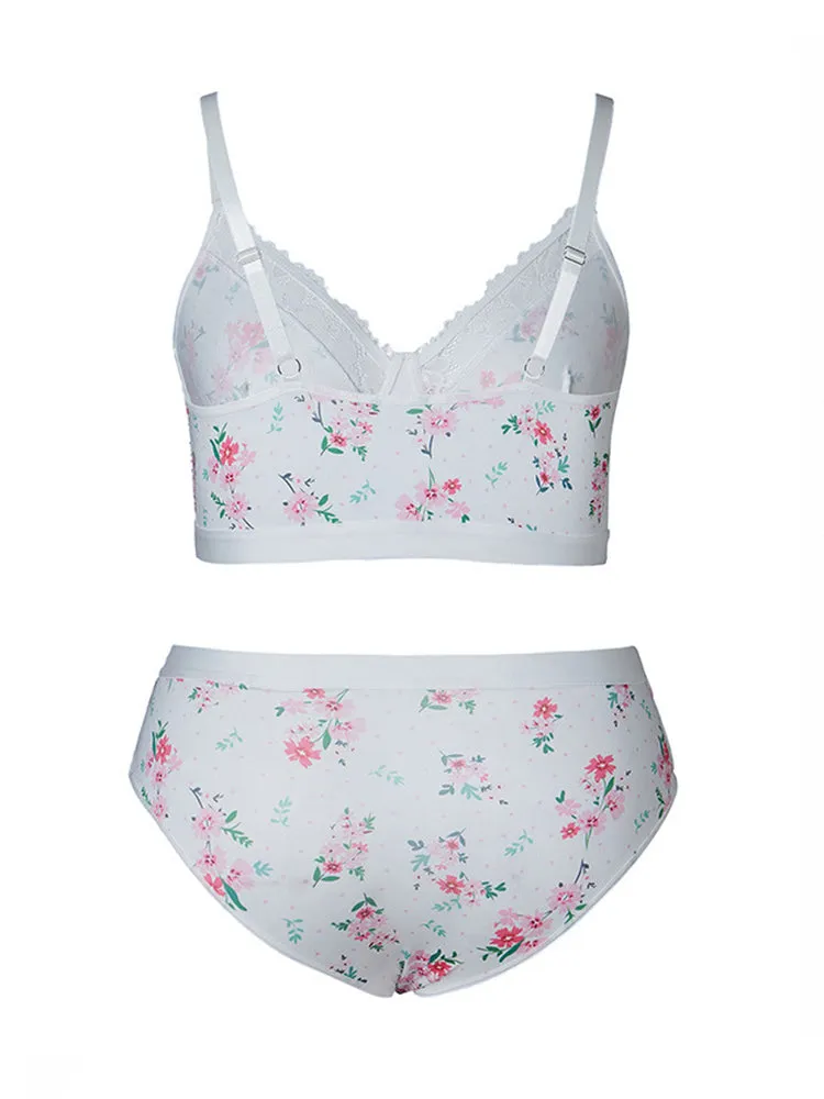Elegant Floral Lace Wireless Lingerie Set