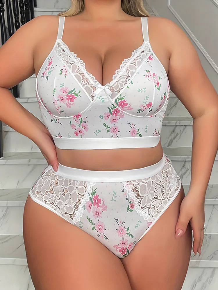 Elegant Floral Lace Wireless Lingerie Set