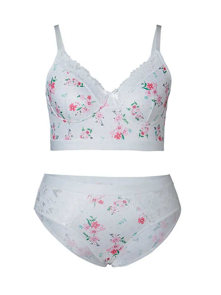 Elegant Floral Lace Wireless Lingerie Set
