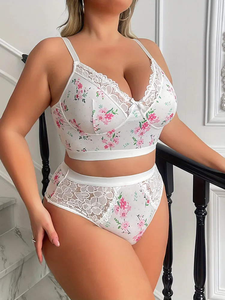 Elegant Floral Lace Wireless Lingerie Set