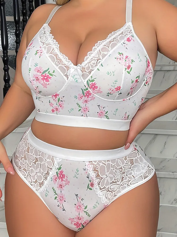 Elegant Floral Lace Wireless Lingerie Set