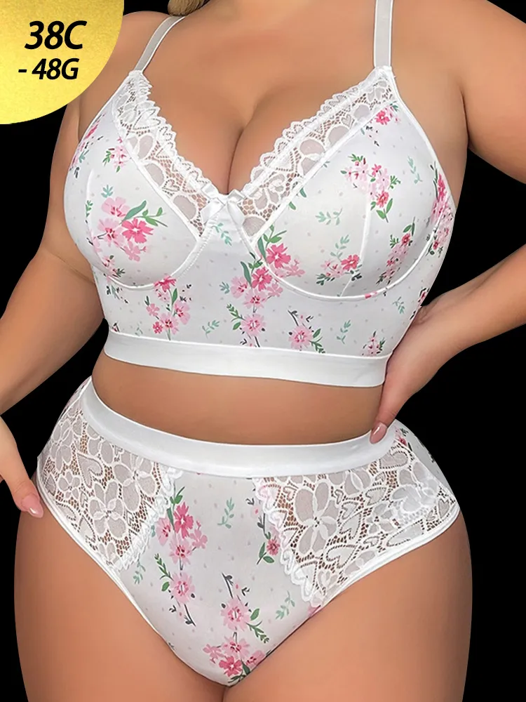 Elegant Floral Lace Wireless Lingerie Set