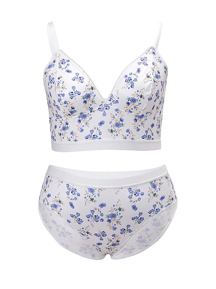 Elegant Floral Lace Wireless Lingerie Set