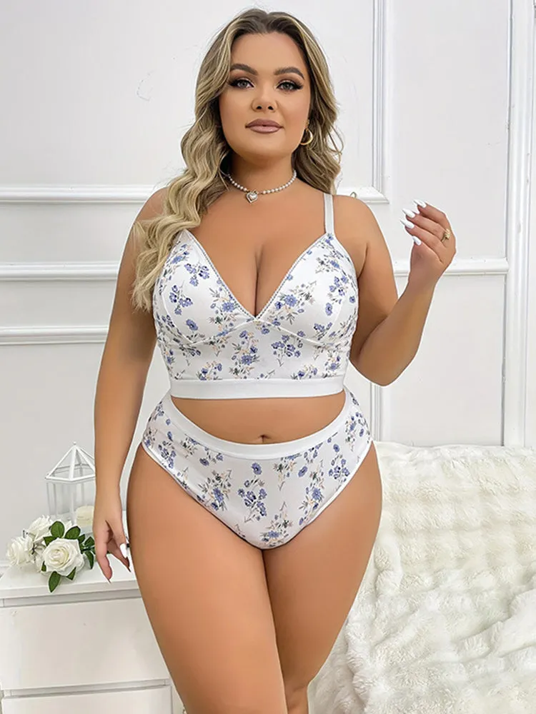 Elegant Floral Lace Wireless Lingerie Set