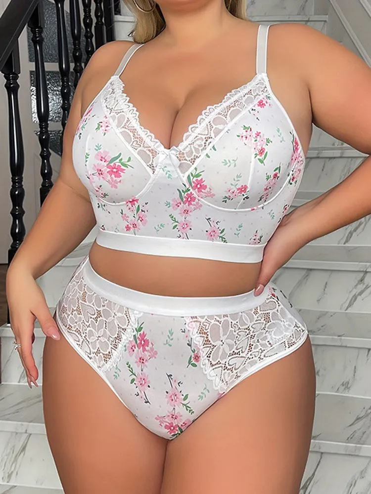 Elegant Floral Lace Wireless Lingerie Set
