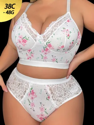 Elegant Floral Lace Wireless Lingerie Set