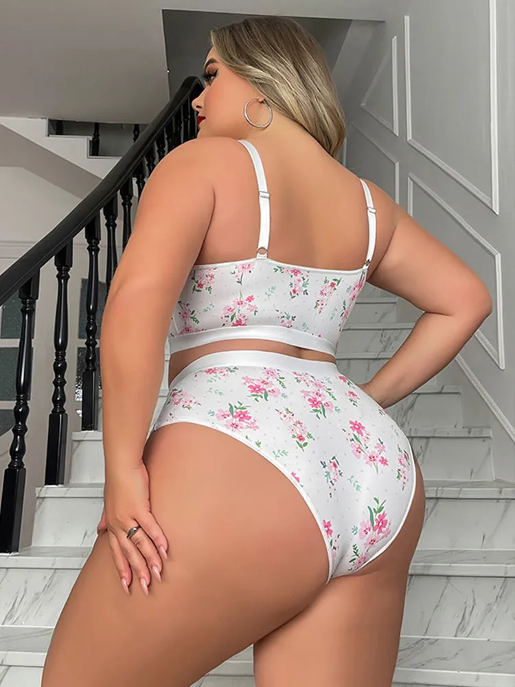 Elegant Floral Lace Wireless Lingerie Set